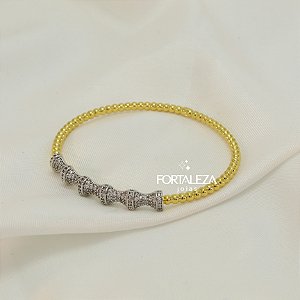 Bracelete Cravejado em Zircônia Banhado a Ouro 18k e Ródio