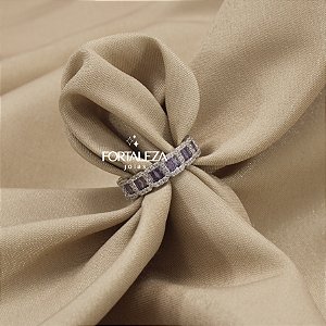 Anel Regulável Cravejado em Zircônia Banhado a Ouro Branco