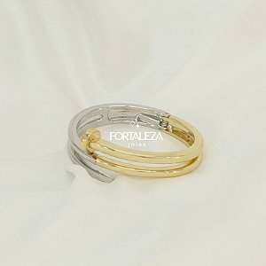 Bracelete com Design de Prego Banhado a Prata e Ouro 18k