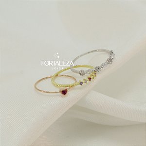 Mix de Anéis com Zircônias Banhado a Ouro 18k Branco e Rosê