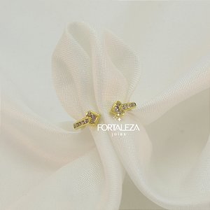 Anel Regulável com Corações Banhado a Ouro 18k