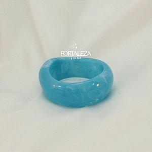 Bracelete Azul Marmorizado em Resina