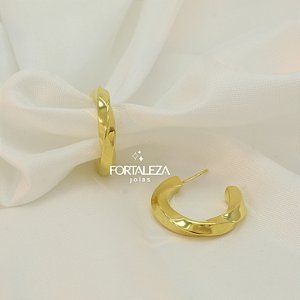 Brinco Argola com Design Torcido Banhado a Ouro 18k