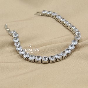 Pulseira Riviera com Zircônia Banhado a Ouro Branco
