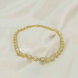 Gargantilha Riviera com Design de Gotas Banhado a Ouro 18k