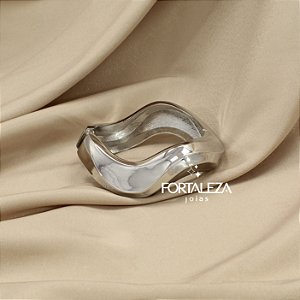 Bracelete Orgânico Banhado a Ródio Branco