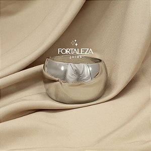 Bracelete Largo Polido Banhado a Ródio Branco