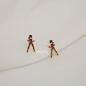 Brinco Ladybug com Resina Banhado a Ouro 18k