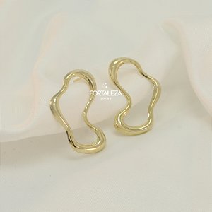 Brinco Orgânico Vazado Banhado a Ouro 18k