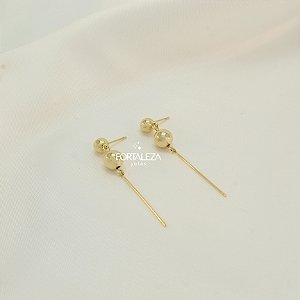 Brinco Pêndulo com Bolinhas Banhado a Ouro 18k