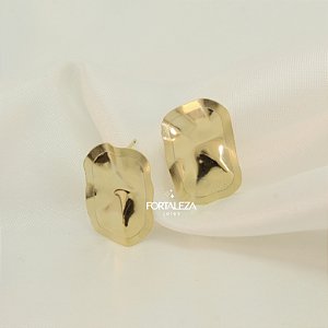 Brinco Orgânico com Bordas Granuladas Banhado a Ouro 18k