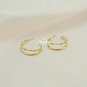 Brinco Argola de Aro Duplo Banhado a Ouro 18k