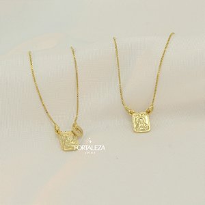 Escapulário Nossa Senhora do Carmo Banhado a Ouro 18k