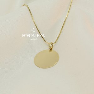 Gargantilha com Medalha para Personalizar Banhada a Ouro 18k