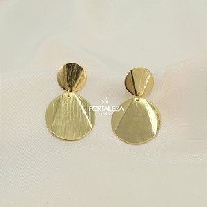 Brinco com Design Escovado Banhado a Ouro 18k