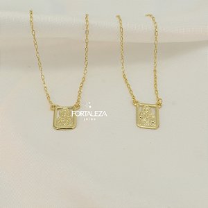 Escapulário Nossa Senhora do Carmo Banhado a Ouro 18k