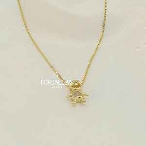 Gargantilha Menino com Zircônia Cristal Banhado a Ouro 18k