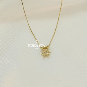 Gargantilha Menina com Zircônia Cristal Banhado a Ouro 18k