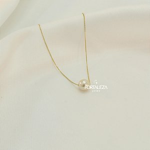 Gargantilha com Detalhe de Pérola Banhado a Ouro 18k