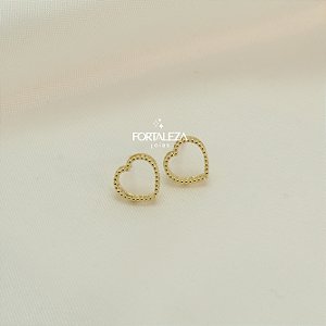Brinco de Coração Vazado Banhado a Ouro 18k