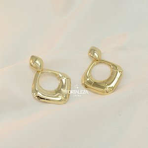 Brinco com Design Geométrico Banhado a Ouro 18k