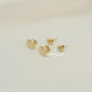Brinco em Duo Coração Facetado Banhado a Ouro 18k