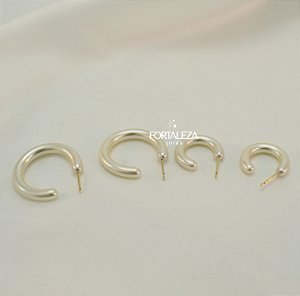 Brinco Argola em Duo Perolado Banhado a Ouro 18k