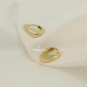 Brinco Argola com Design de Coração Banhado a Ouro 18k