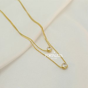 Gargantilha Dupla Pontos de Luz Banhado a Ouro 18k