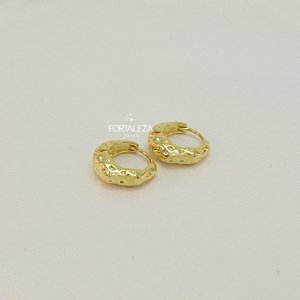 Brinco Argola Martelado Banhado a Ouro 18k