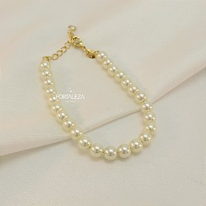 Pulseira de Pérolas com Detalhe de Zircônia Banhado a Ouro 18k