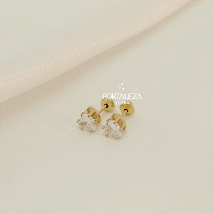 Brinco de Zircônia com Design de Coração Banhado a Ouro 18k