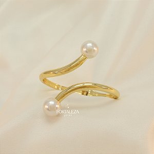 Bracelete com Detalhe de Pérolas Banhado a Ouro 18k