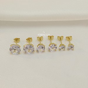 Brinco em Trio Ponto de Luz Zircônia Banhado a Ouro 18k