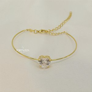 Bracelete com Coração de Zircônia Banhado a Ouro 18k