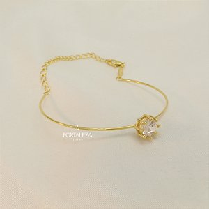Bracelete Slim com Detalhe em Zircônia Banhado a Ouro 18k