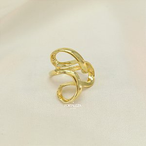 Anel com Design Entrelaçado Banhado a Ouro 18k