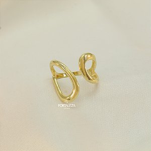 Anel Regulável com Design Vazado Banhado a Ouro 18k