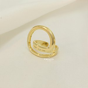 Anel Orgânico de Aro Enrolado Banhado a Ouro 18k