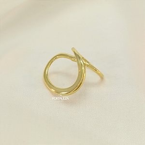 Anel Vazado Orgânico Banhado a Ouro 18k