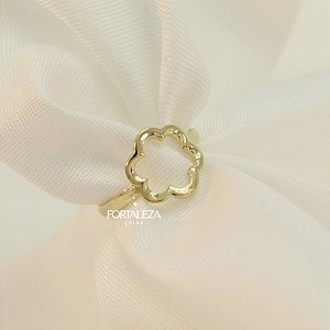 Anel Flor Vazada Banhado a Ouro 18k