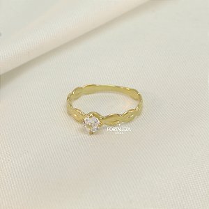 Anel de Detalhes Ovais com Zircônia Banhado a Ouro 18k