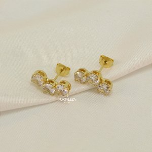 Brinco Mini Ear Cuff de Zircônia Banhado a Ouro 18k