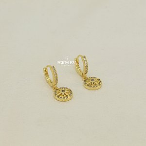 Brinco Argola com Pingente Estrela Banhado em Ouro 18k