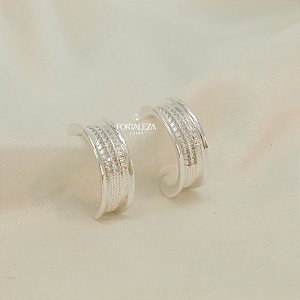 Brinco Argola Cravejado Banhado em Prata