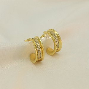 Brinco Argola com Zircônia Banhado em Ouro 18k