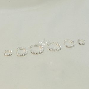 Brinco Argola em Trio Cravejada Banhado a Prata