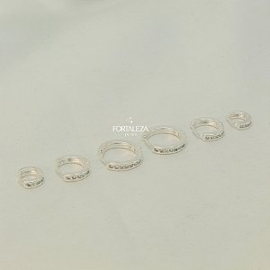Brinco Argola em Trio com Zircônia Cristal Banhado a Prata