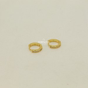 Brinco Argola com Zircônia Cristal Banhado a Ouro18k