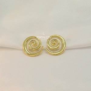 Brinco Caracol Cravejado em Zircônia Banhado a Ouro 18k